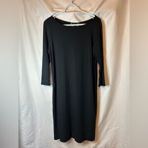 NWT! J.JILL Wearever Easy Pleat-Back Dress BLACK CREAM SIZE SMALL